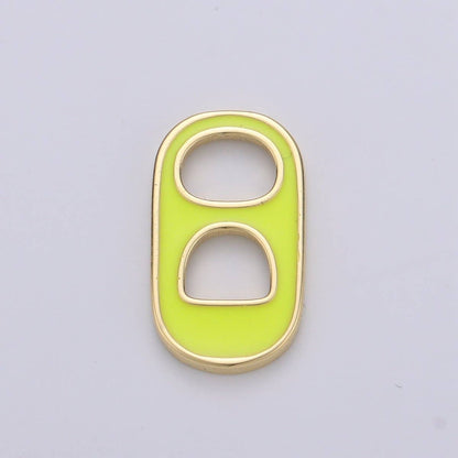 Black, Blue, Pink, Green, Yellow, Red Enamel Bottle Opener Gold Filled Charm - D-374- D-383: Pink