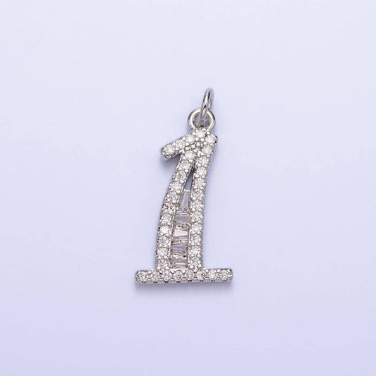 Micro Pave CZ Numbering Charms Pave Dangle Silver Number Charms Women Pave Number Findings Number 0-9 Charms AC529 - AC538: 1