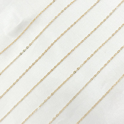 Permanent  Jewelry 14K Gold Filled Cable Chain: 1.1mm-2mm 7in