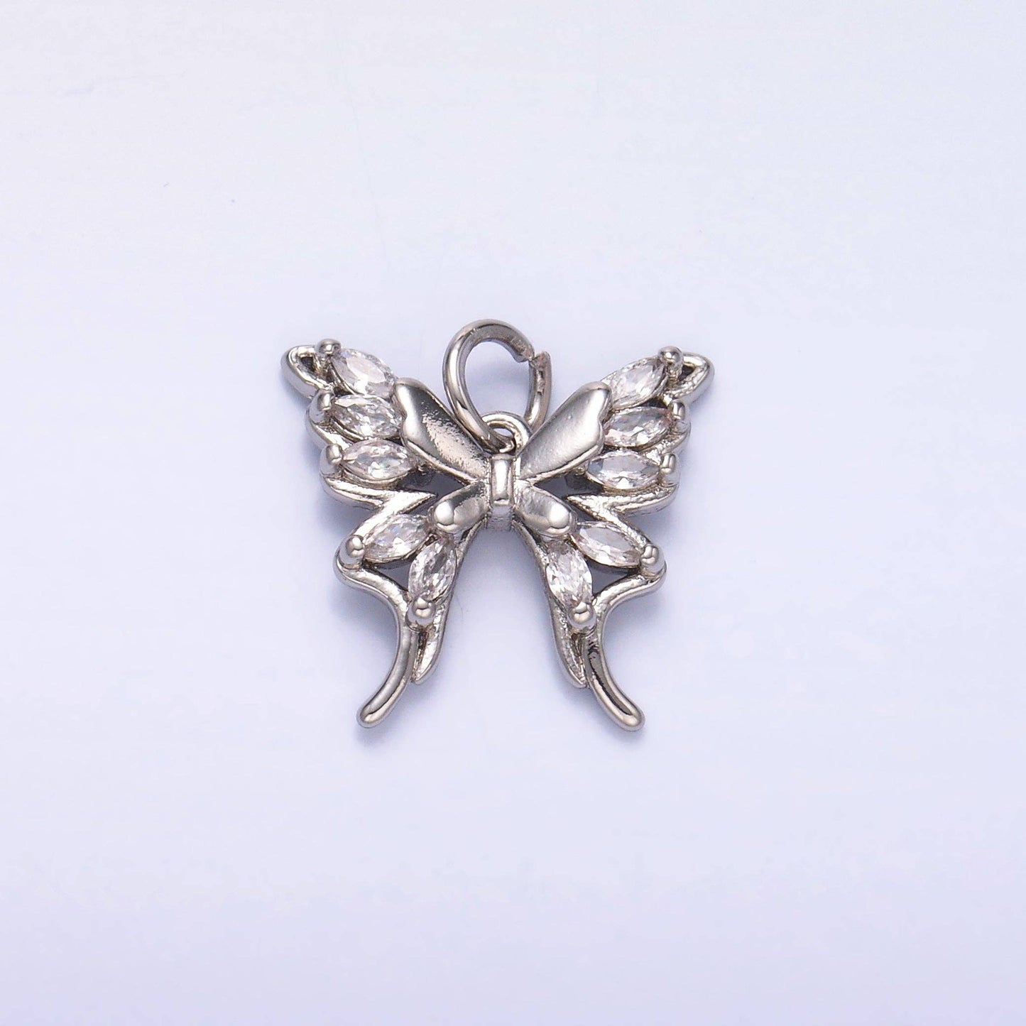 24K Gold Filled Marquise CZ Butterfly Charm in Gold & Silver | C020: Silver