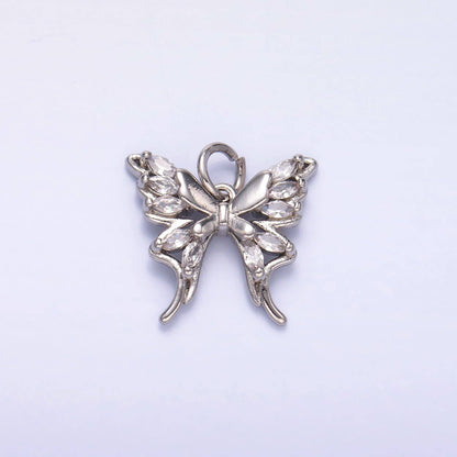 24K Gold Filled Marquise CZ Butterfly Charm in Gold & Silver | C020: Silver