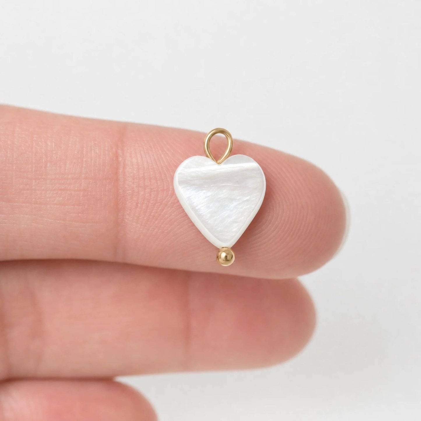 18K Gold PVD Stainless Steel Shell Heart Charm: Gold
