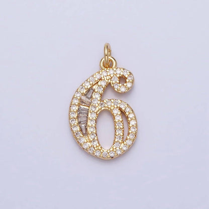 Micro Pave CZ Numbering Charms Pave Dangle Gold Filled Over Brass Number Charms Women Pave Number Findings Number 0-9 Charms AC519 - AC528: All # 0-9