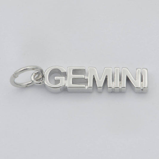 Gold Filled Zodiac Sign Script Words Mini Charm in Gold & Silver | A-A1815-A-A1820 | A-A1839-A-A1844: Silver / Gemini