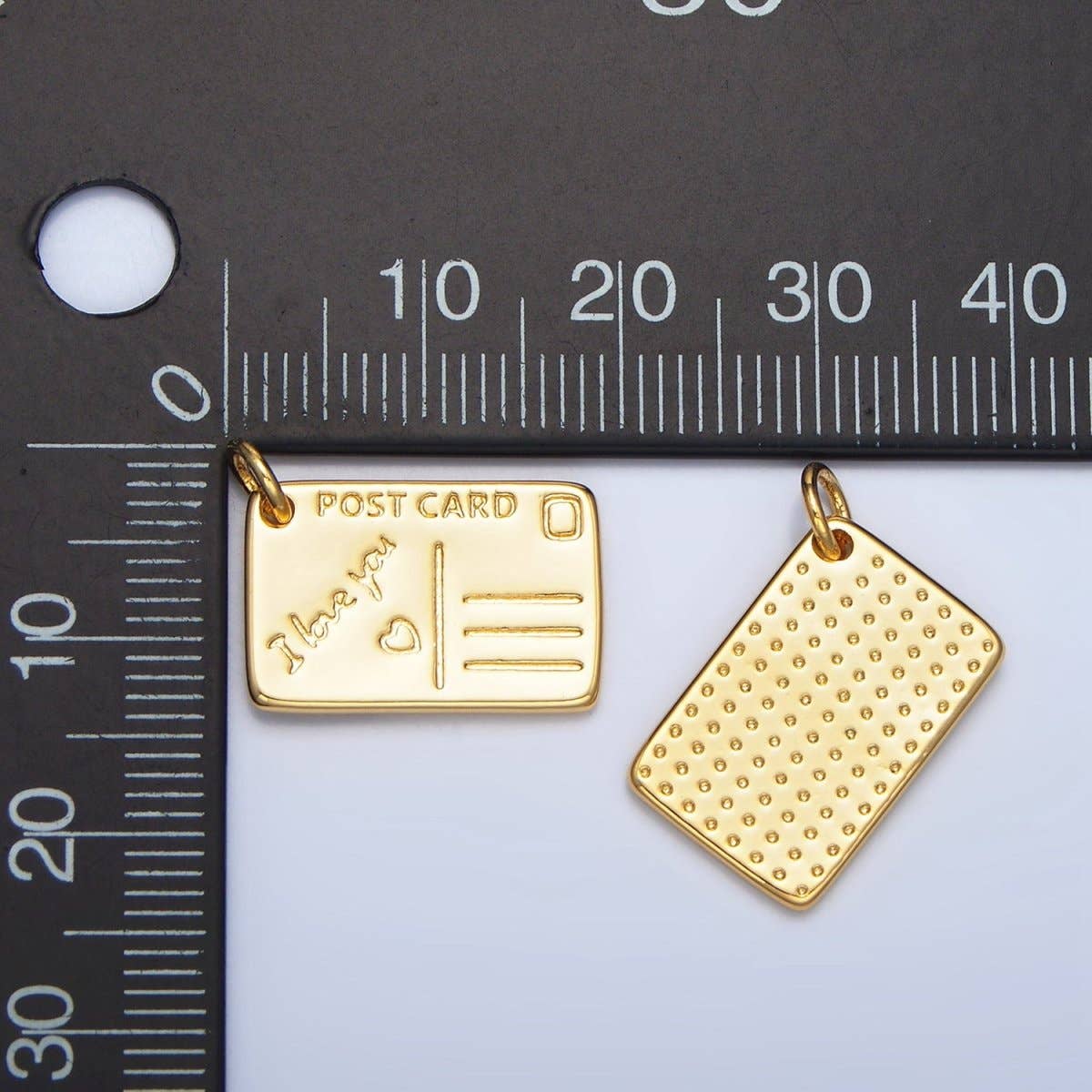 24K Gold Filled "I Love You" Script Post Card Charm in Gold & Silver | X586: Silver