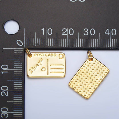 24K Gold Filled "I Love You" Script Post Card Charm in Gold & Silver | X586: Silver