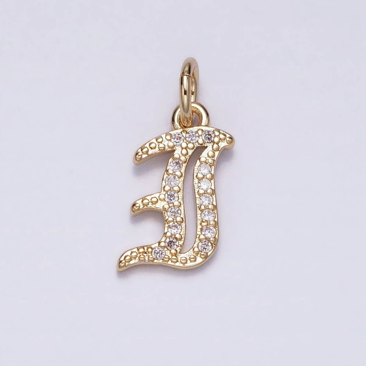 16K Gold Filled Initial Letter Old English Font Personalized Micro Paved Add-On Charm | A-572-A-584: ALL INITIAL