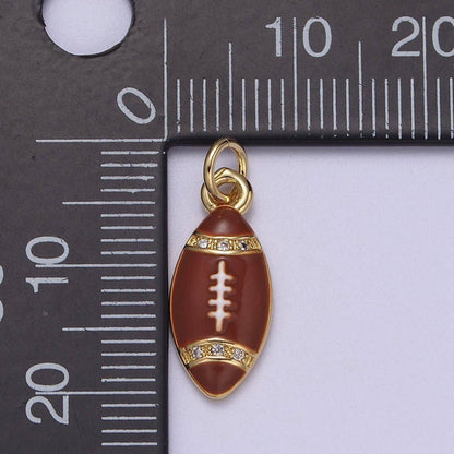 Mini Gold Football Charm Sports Ball Super Ball Party Jewelry Necklace Earring Bracelet Making N-925 - N-928: Brown