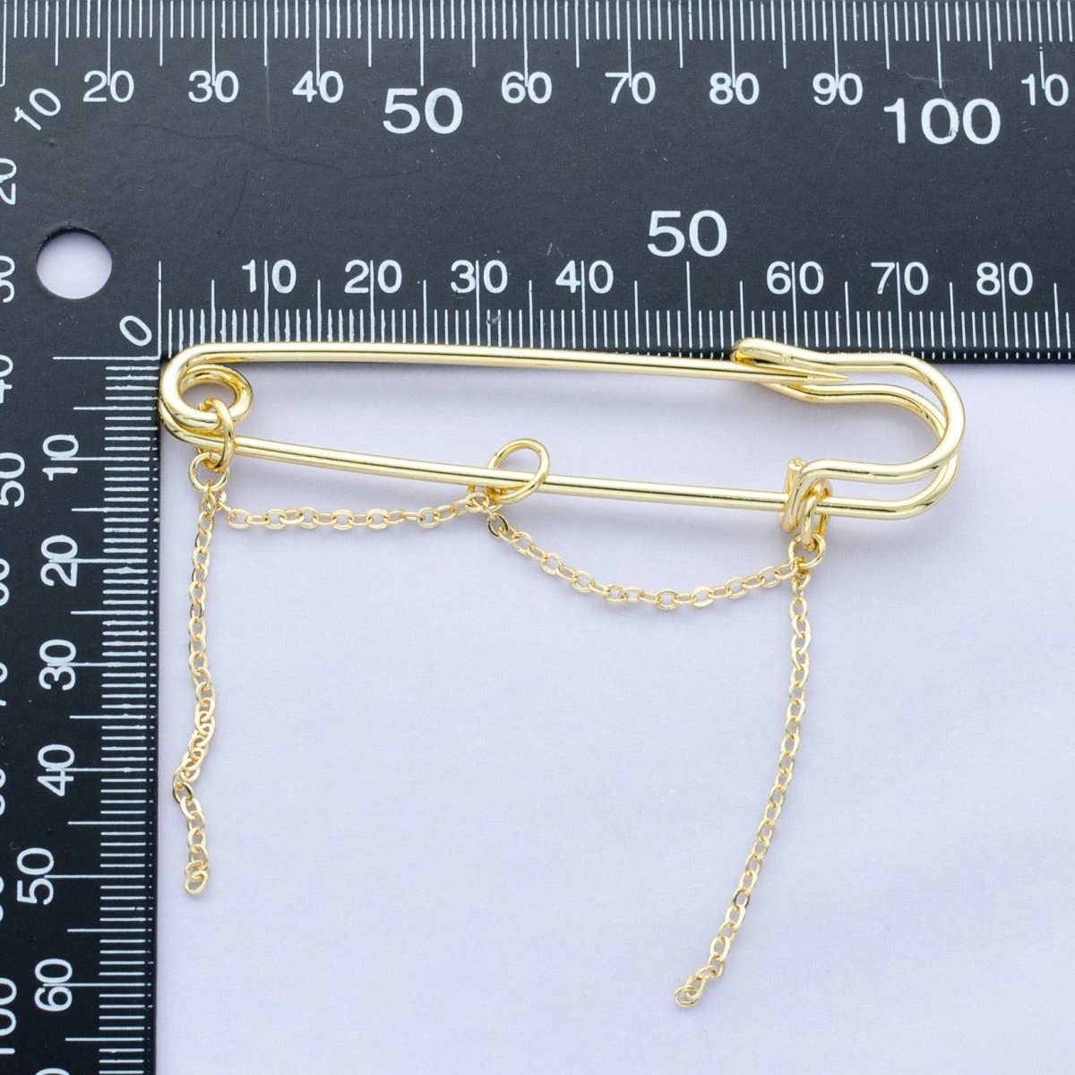 Small Chain Drop Safety Pin Brooch