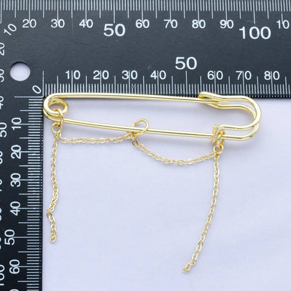 Small Chain Drop Safety Pin Brooch
