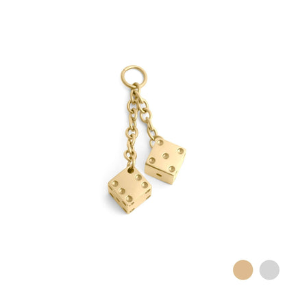 18K Gold PVD Stainless Steel Dice Charm: Gold