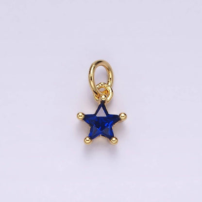 14K Gold Filled Celestial Star CZ Birthstone Personalized Add-On Charm | AG549 - AG560: Dark Blue