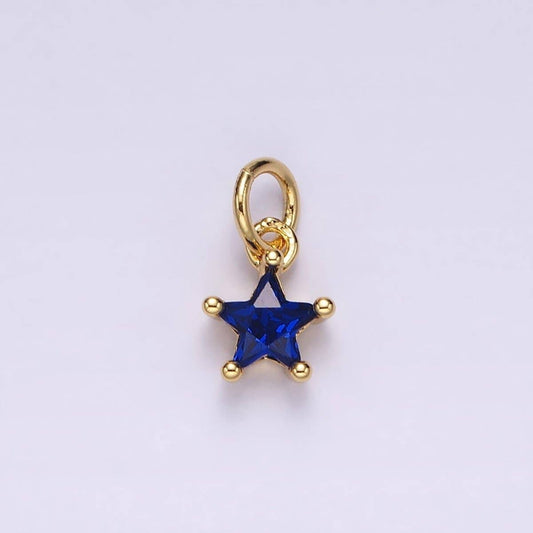 14K Gold Filled Celestial Star CZ Birthstone Personalized Add-On Charm | AG549 - AG560: Dark Blue