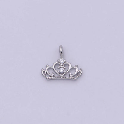 Mini Silver Princess Tiara Charm - Gold Princess Crown Charm for Necklace or Bracelet Component N-449 N-450: Gold