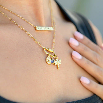 18K Gold PVD Teardrop Birthstone Charm: July