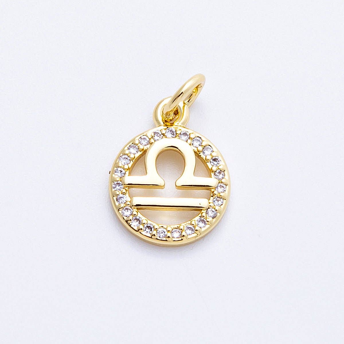 16K Gold Filled 13.5mm Micro Paved CZ Personalized Zodiac Sign Charm | Charms-00223 ~ Charms-00234: Zodiac Set