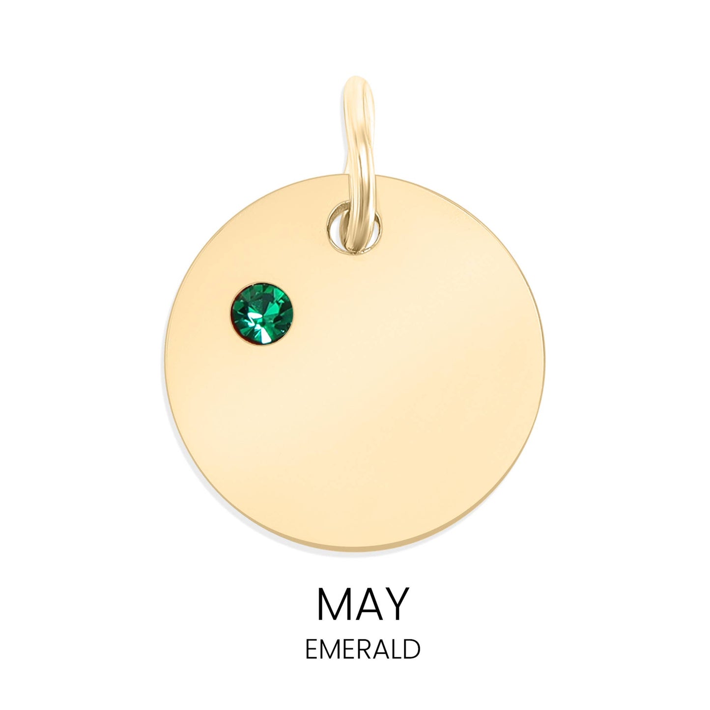 18K Gold PVD Blank Engravable Circle Birthstone Charm: January/Garnet