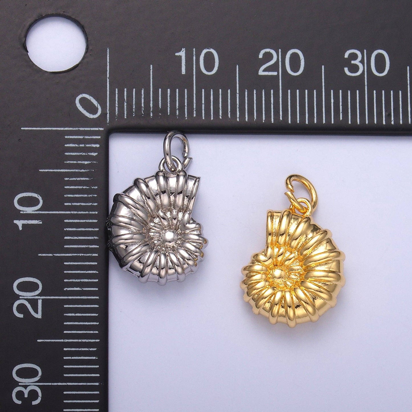 24K Gold Filled Nautilus Shell Multidimensional 3D Charm in Gold & Silver | N014: Gold