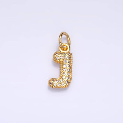 24K Gold Filled Micro Paved CZ Chubby Balloon Initial Letter Pendant | A015 - A027: Set