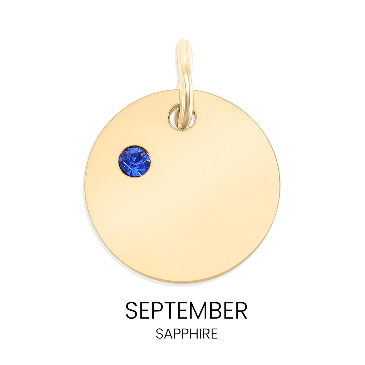 18K Gold PVD Blank Engravable Circle Birthstone Charm: January/Garnet