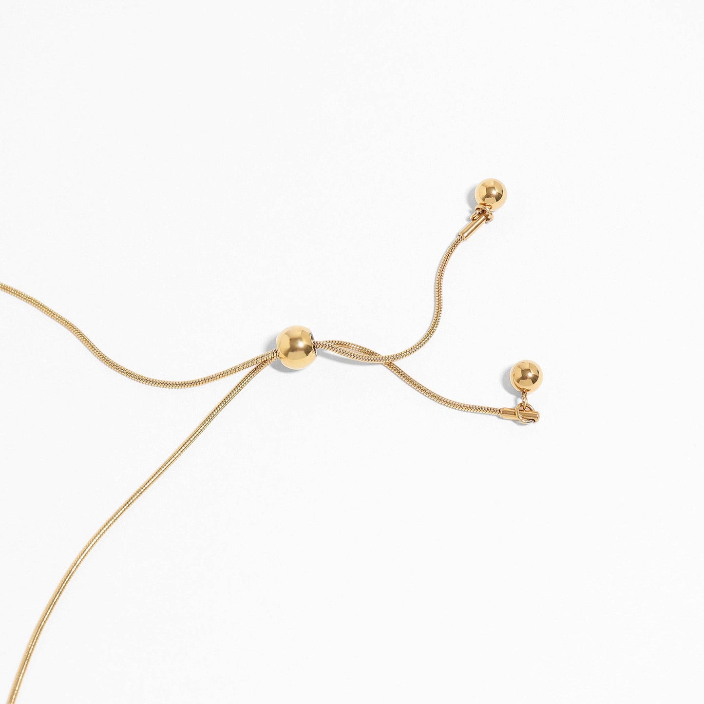 18K Gold PVD Stainless Steel Adjustable Ball Charm Necklace: Gold