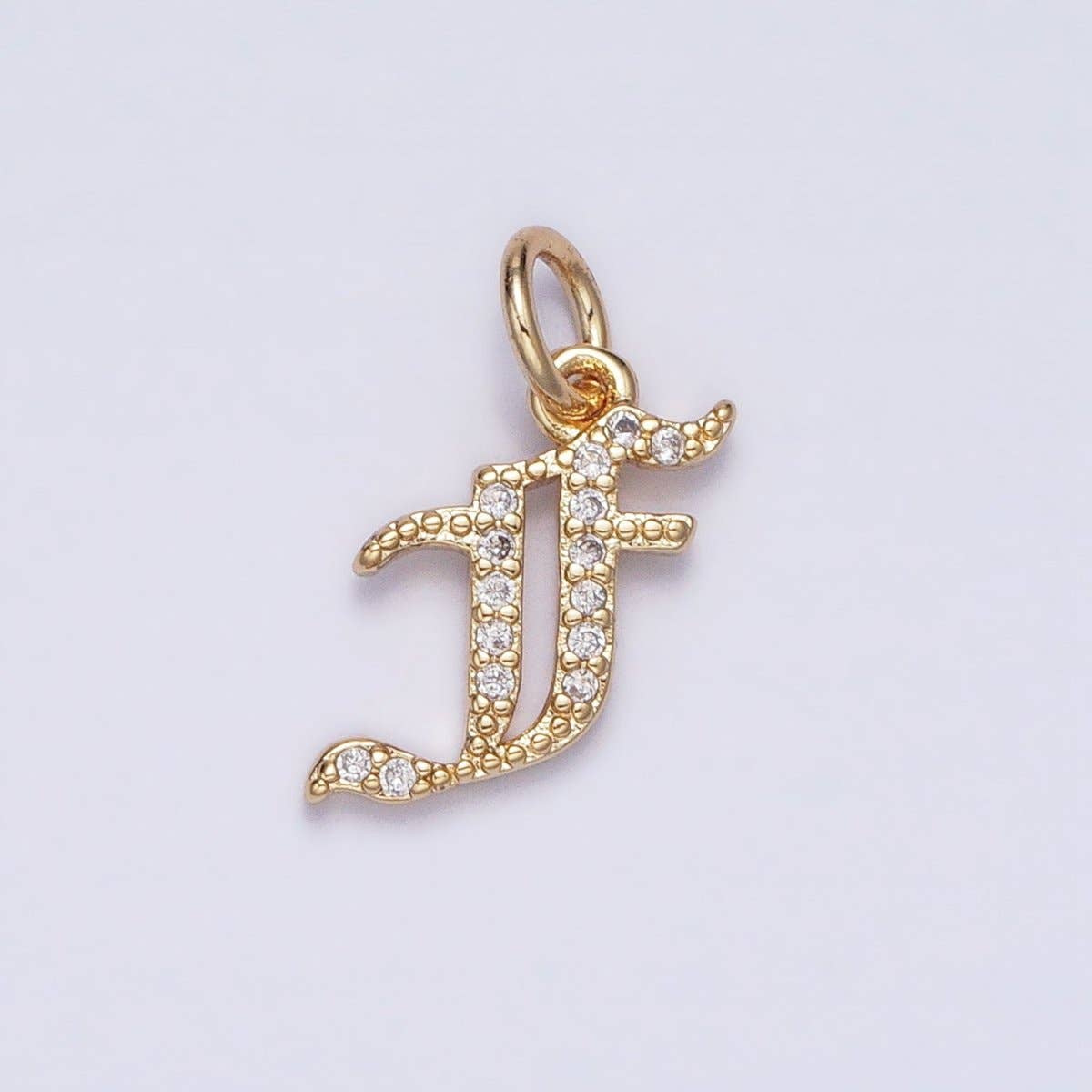 16K Gold Filled Initial Letter Old English Font Personalized Micro Paved Add-On Charm | A-572-A-584: ALL INITIAL