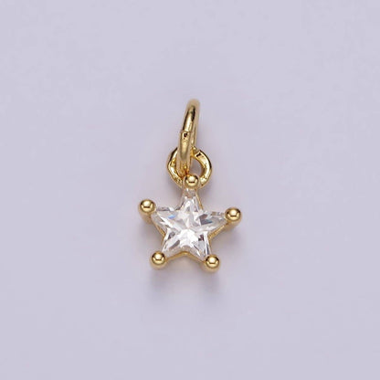 14K Gold Filled Celestial Star CZ Birthstone Personalized Add-On Charm | AG549 - AG560: Dark Blue