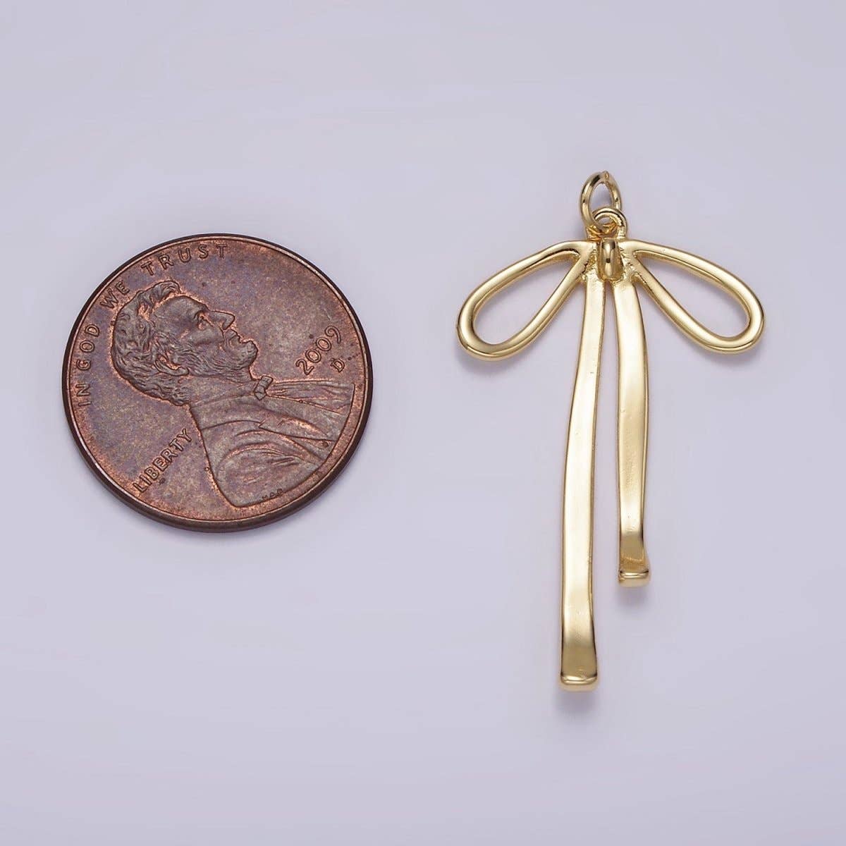 14K Gold Filled 30mm Ribbon Bow Minimalist Charm in Gold & Silver | AG494: Silver
