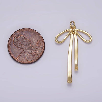 14K Gold Filled 30mm Ribbon Bow Minimalist Charm in Gold & Silver | AG494: Silver