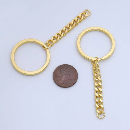 24K Gold Filled 3-Inch Curb Chain Drop Keychain Findings | Z1073