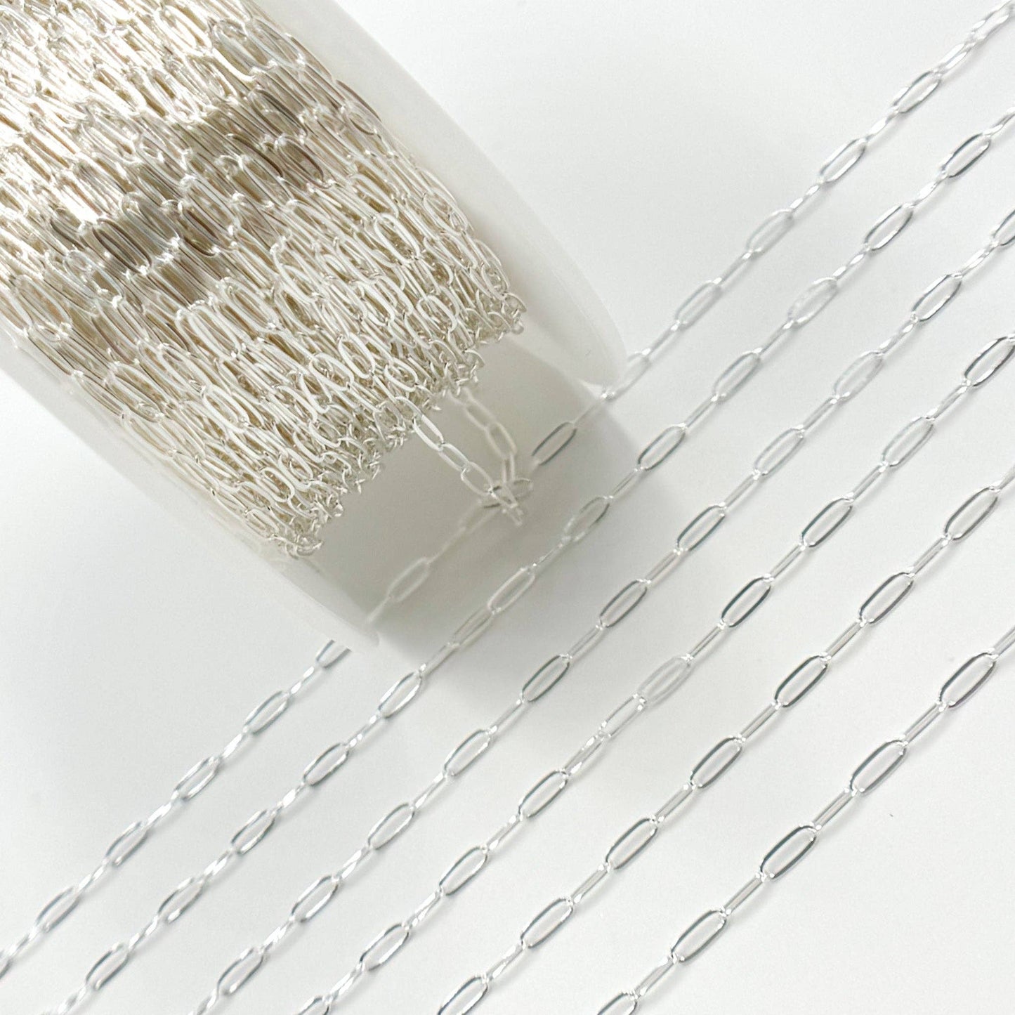 Permanent  Jewelry Sterling Silver Flat Paperclip Chain: 7in. / 4.1mm-5mm / Paperclip