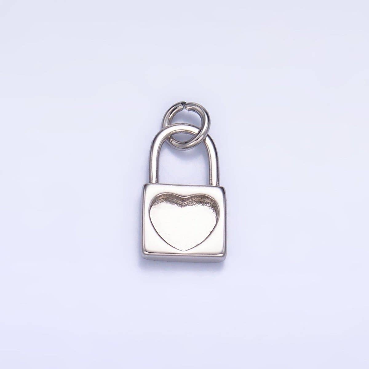 24K Gold Filled Heart Padlock Mini Charm in Gold & Silver | W871: Gold