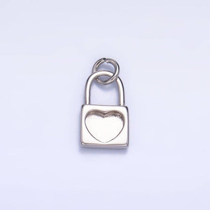 24K Gold Filled Heart Padlock Mini Charm in Gold & Silver | W871: Gold