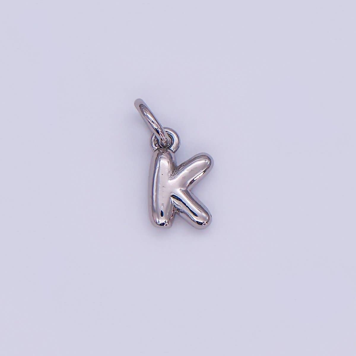 White Gold Filled 10mm Initial Letter Chubby Balloon Mini Charm | A029 - A041: Letters Set