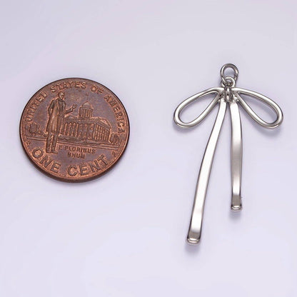 14K Gold Filled 30mm Ribbon Bow Minimalist Charm in Gold & Silver | AG494: Silver