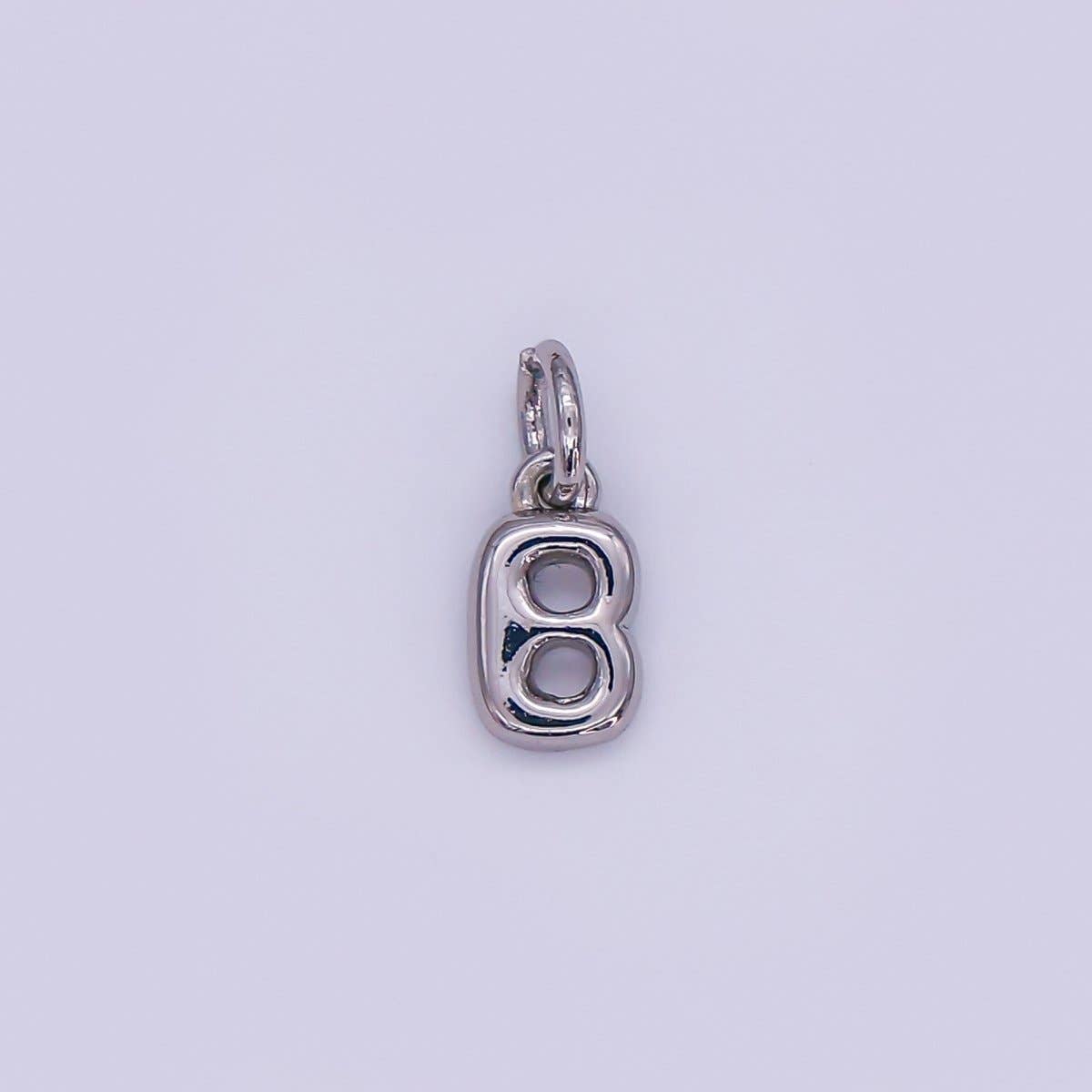 White Gold Filled 10mm Initial Letter Chubby Balloon Mini Charm | A029 - A041: Letters Set