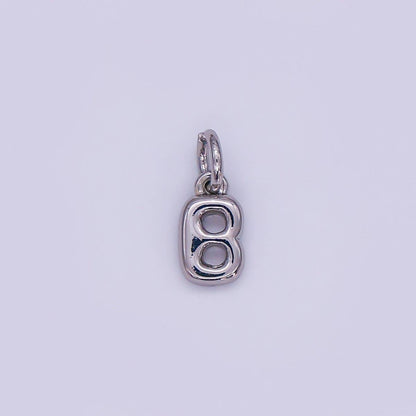 White Gold Filled 10mm Initial Letter Chubby Balloon Mini Charm | A029 - A041: Letters Set