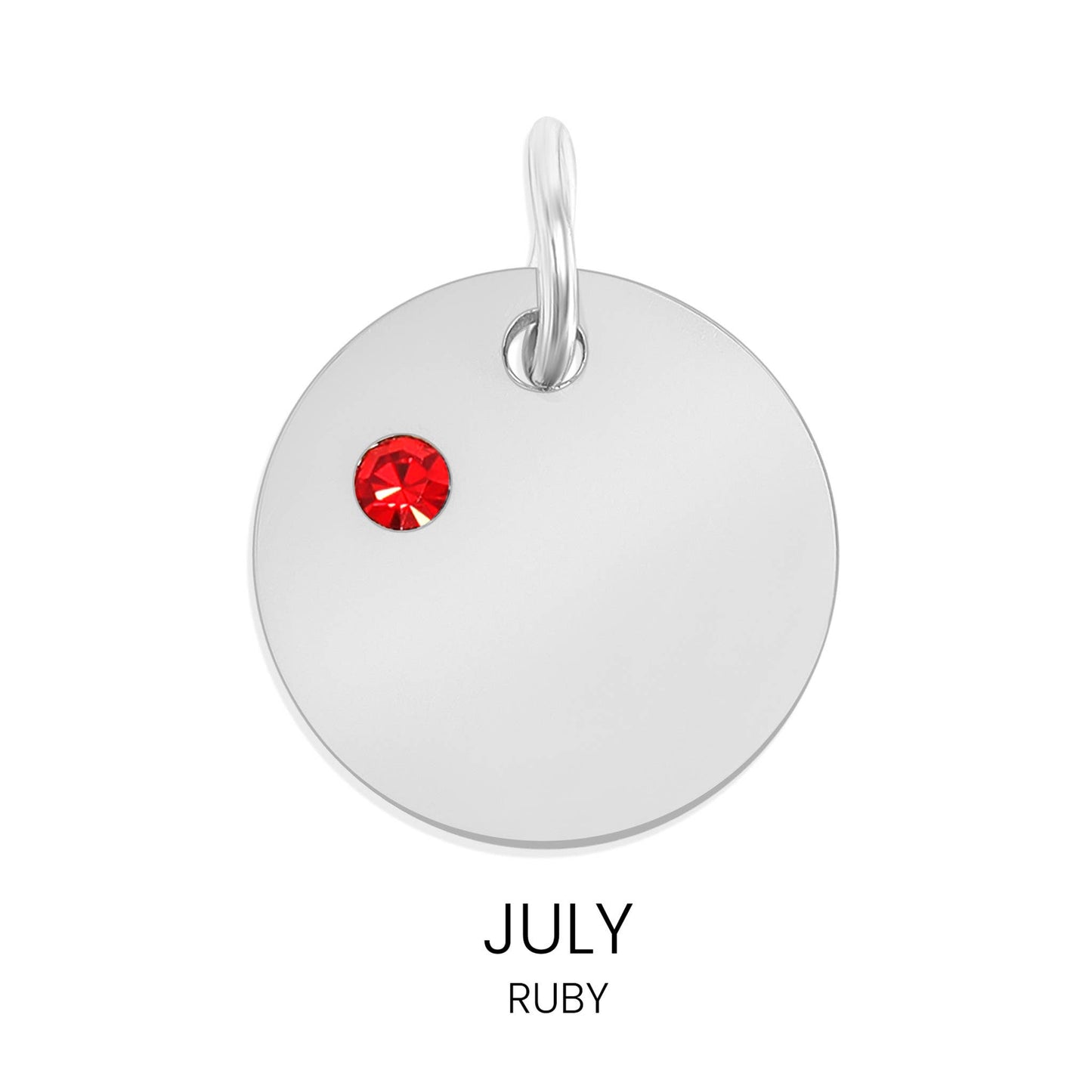 Stainless Steel Blank Engravable Circle Birthstone Charm: May/Emerald