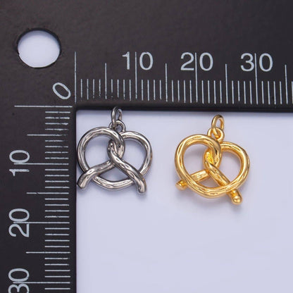 24K Gold Filled 12.5mm Mini Pretzel Pastry 3D Minimalist Charm in Gold & Silver | W105: Silver