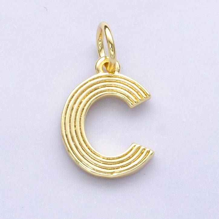 24K Gold Filled Groovy Disco Initial Letter Charm | A185 - A197: Letter L