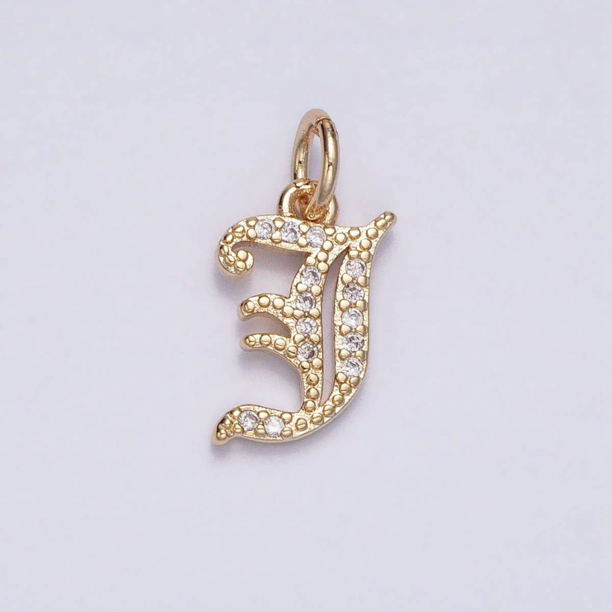 16K Gold Filled Initial Letter Old English Font Personalized Micro Paved Add-On Charm | A-572-A-584: ALL INITIAL