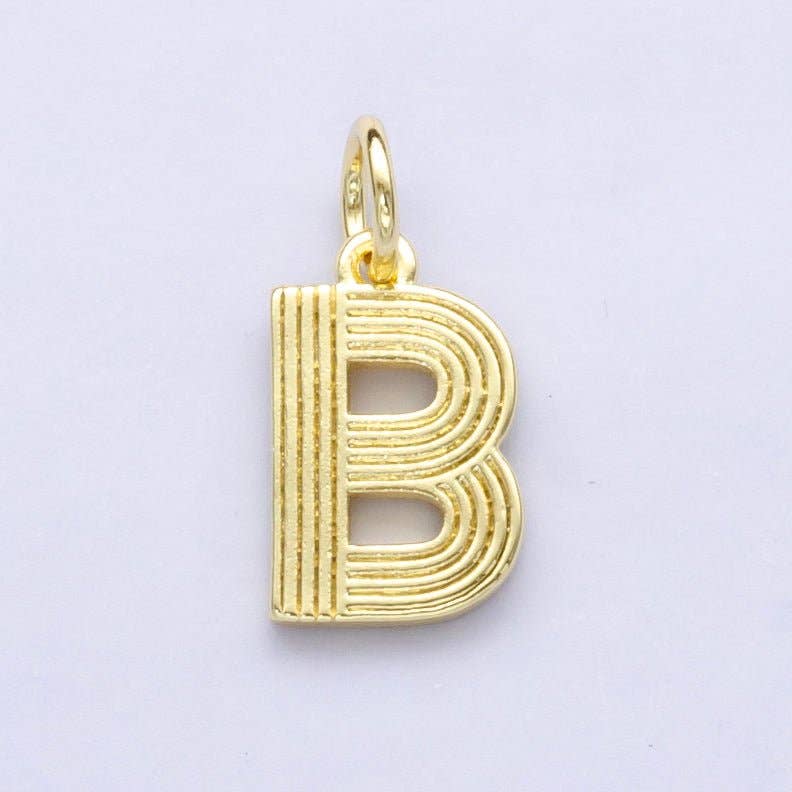 24K Gold Filled Groovy Disco Initial Letter Charm | A185 - A197: Letter L