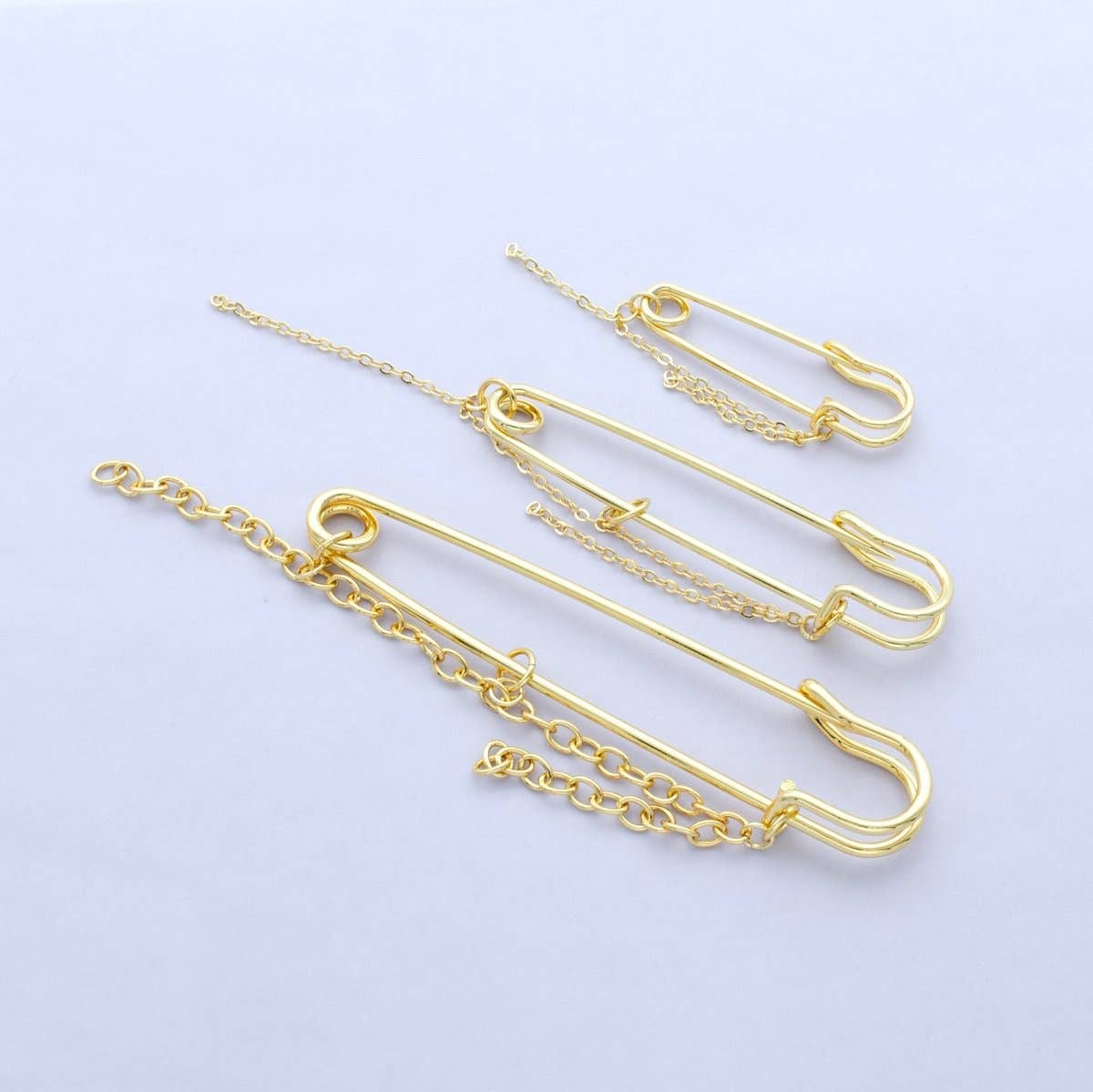 Small Chain Drop Safety Pin Brooch
