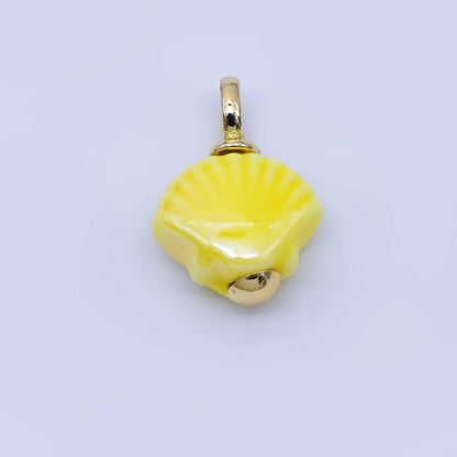 24K Gold Filled 12mm Handmade Ceramic Clam Seashell Charm | AF1577 - 1582: Pink