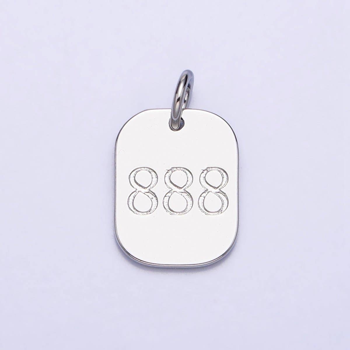 Dainty Silver Tag Angel Number Numerology Engraved Small Military Tag Charm add on Pendant | AC062-AC071: 111