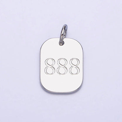 Dainty Silver Tag Angel Number Numerology Engraved Small Military Tag Charm add on Pendant | AC062-AC071: 111