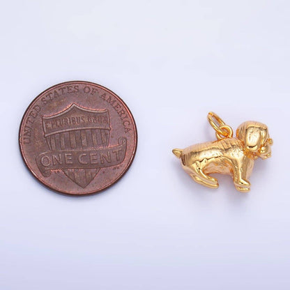 24K Gold Filled Pug Pit Bull Pet Dog 3D Multidimensional Charm | W390