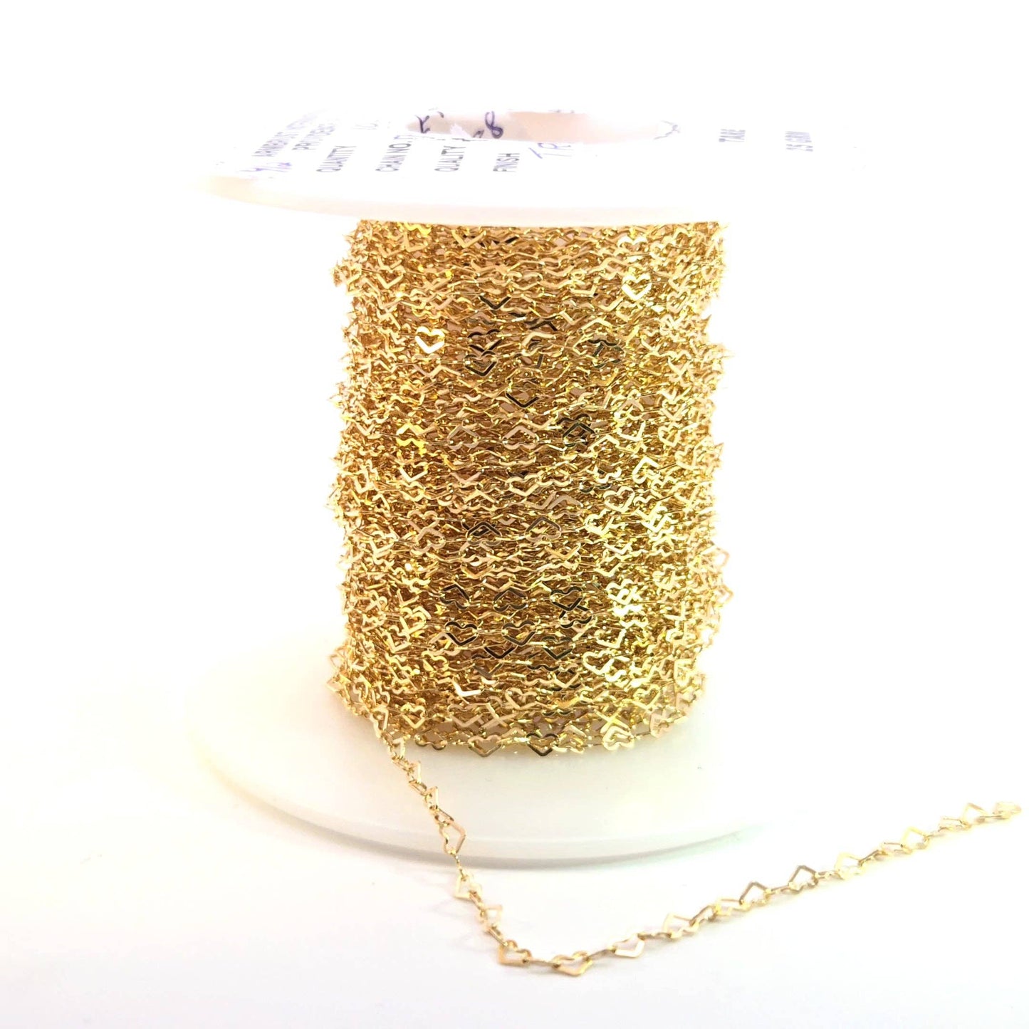 A35F/SPGF. 14K Gold Filled Flat Heart Link Chain: 1 Ft. / 3.1mm-4mm / Heart