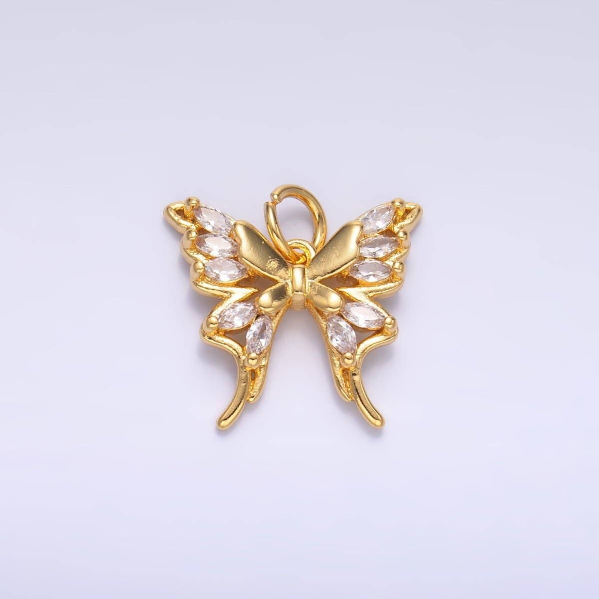 24K Gold Filled Marquise CZ Butterfly Charm in Gold & Silver | C020: Silver