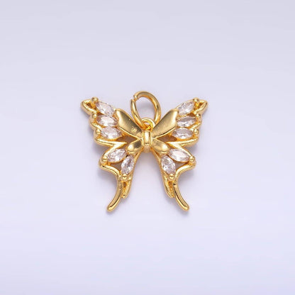 24K Gold Filled Marquise CZ Butterfly Charm in Gold & Silver | C020: Silver